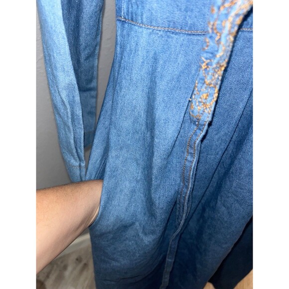 Stuart Alan Vintage Denim Chambray Vest Layered Maxi Dress size 14 Western - Picture 9 of 12